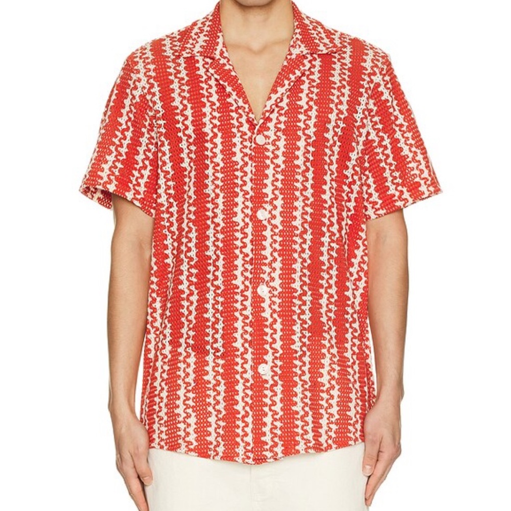 OAS Scribble Cuba Net Shirt in Red